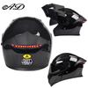 Full Face Motorcycle Helmet With LED Tail Light Feature Unisex Flip-Up Design Off-Road Street Riding All Season ABS