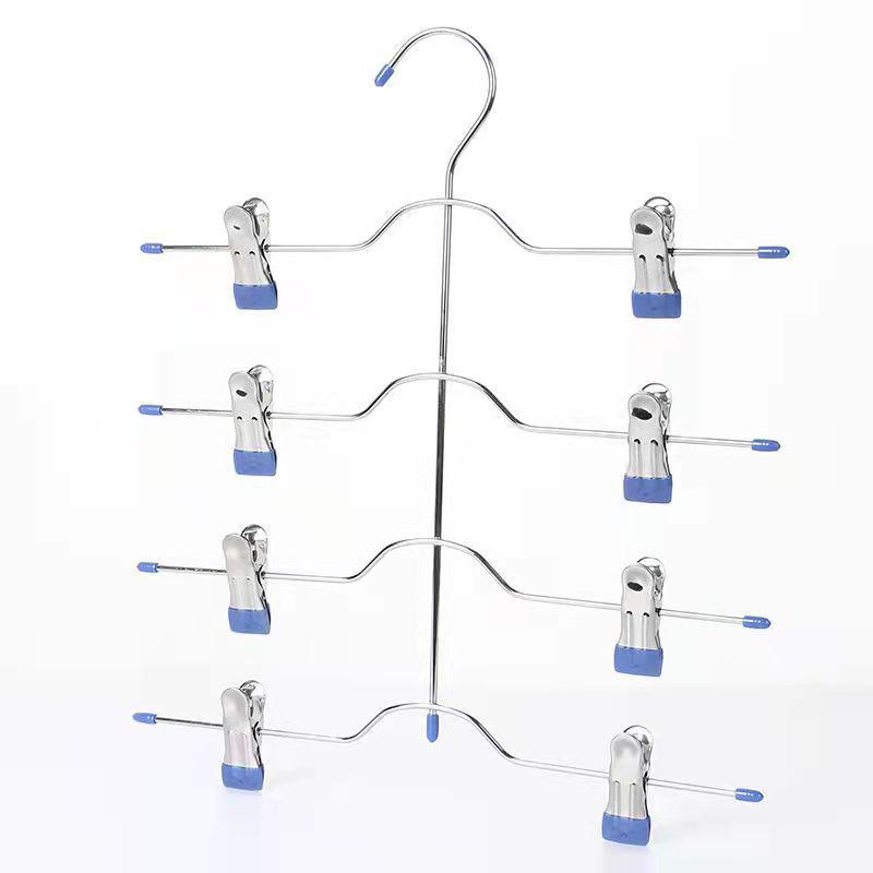 

Многофункциональная нескользящая ветрозащитная вешалка для брюк и юбок с зажимами синий