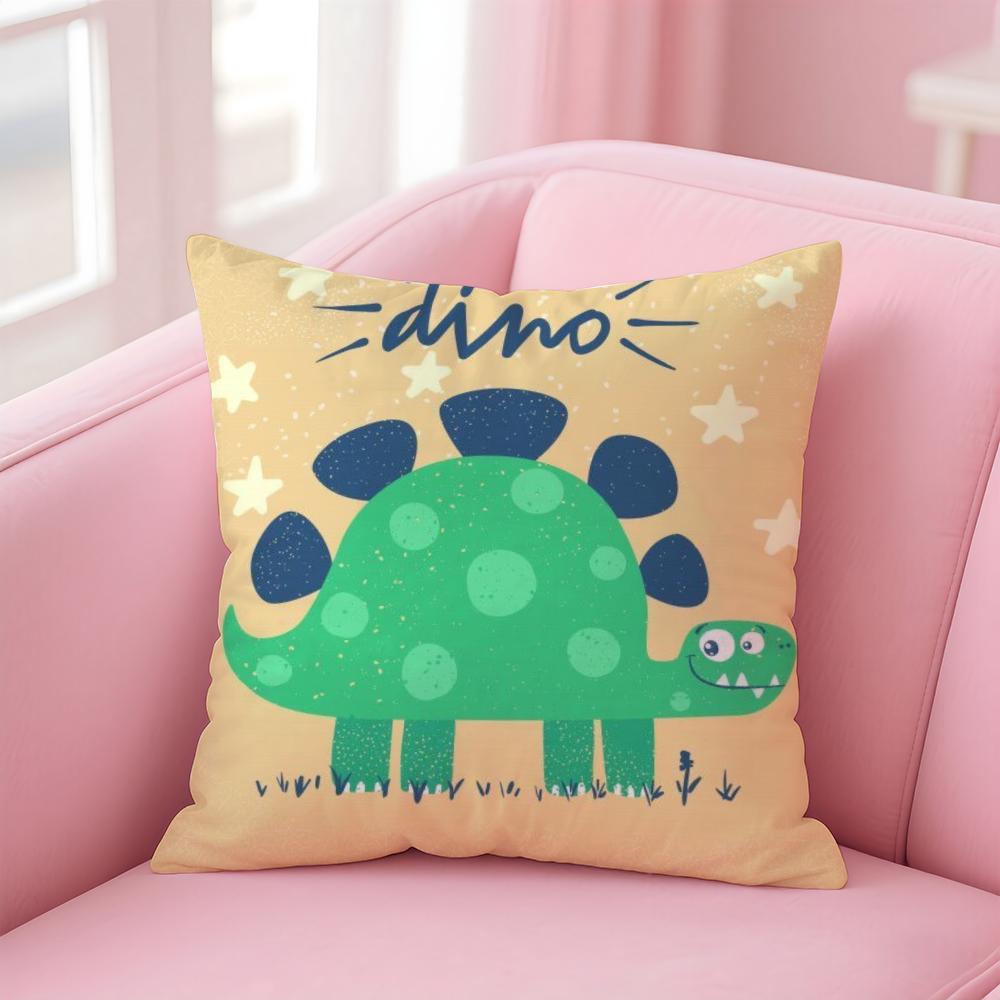 Cute Cartoon Dinosaur Cushion Cover Pillow Case Soft Friendly Fabric & Concealed Zipper