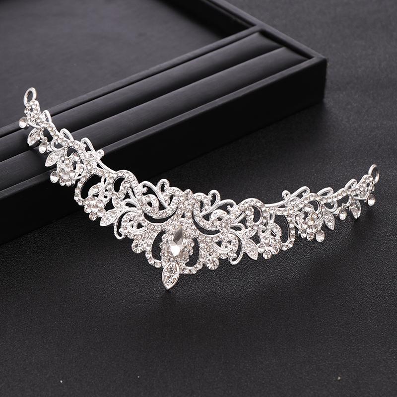 Trendy Bridal Crown Tiara Wedding Hair Accessories Silver Color Crystal Princess Crowns Bridal Headpiece Women Hair Jewelry