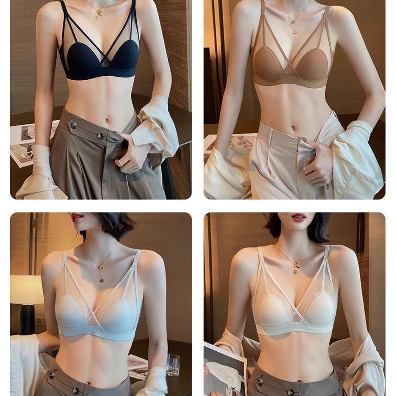 French summer thin big chest small without steel ring soft support ultra-thin sexy breathable small chest flat chest triangle cup underwear