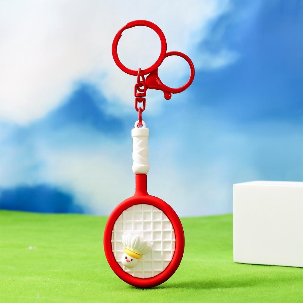 PVC Badminton Racket Keychain Cartoon Bag Pendant Funny Badminton Keyring  Couple's Gift