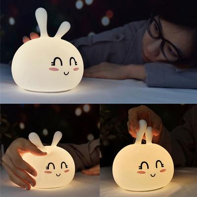 Cartoon Rabbit NightLights, LED Silicone Patting Light, USB Charging, Atmosphere Lamp, Bedroom Bedside Decor for Children Gifts