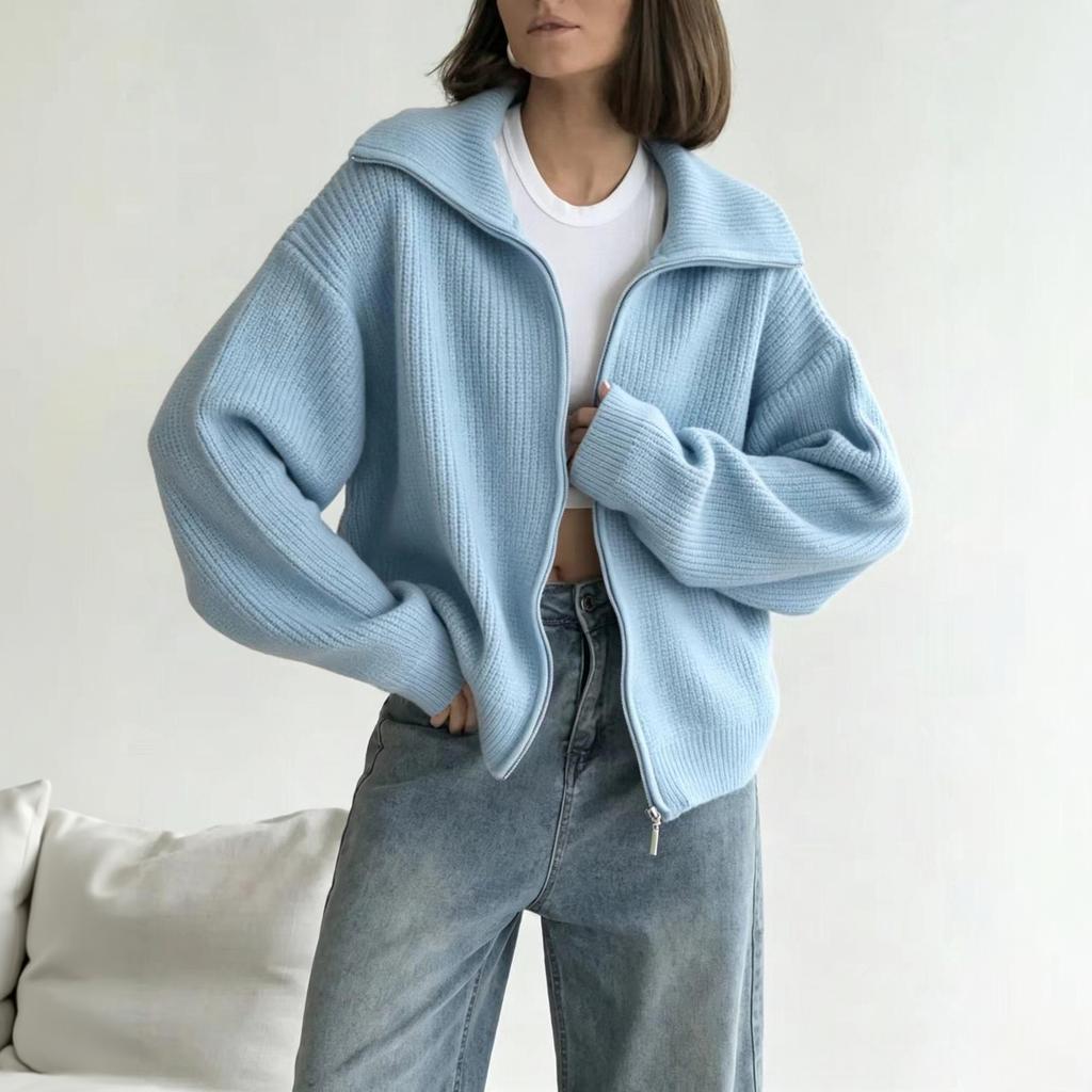 Cardigan da donna con colletto a tacca, maglione lavorato a maglia oversize loose fit per autunno inverno