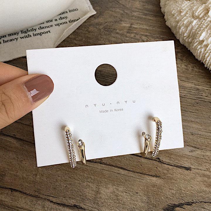 

Серьги-пусеты из серебра 925 пробы в корейском стиле в форме буквы U со стразами - Креативные, нерегулярные ретро-пусеты