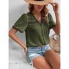 Women's Shirt Summer Casual Vacation Lace V-neck White Short Sleeve Loose Shirts for Women Elegant Tops Slim Fit Solid Color Women's Blouse New