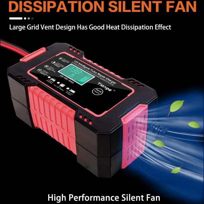 EU Plug Car Battery Charger, 12V 6A Intelligent Battery Trickle Charger Car 12V Battery Maintenance Car Truck Motorcycle Lead-acid Battery