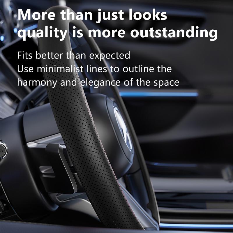 SEAMETAL O Type Car Steering Wheel Protect Cover Universal Leather 38CM Sweat-Absorbing Non-Slip Breathable Car Accessories