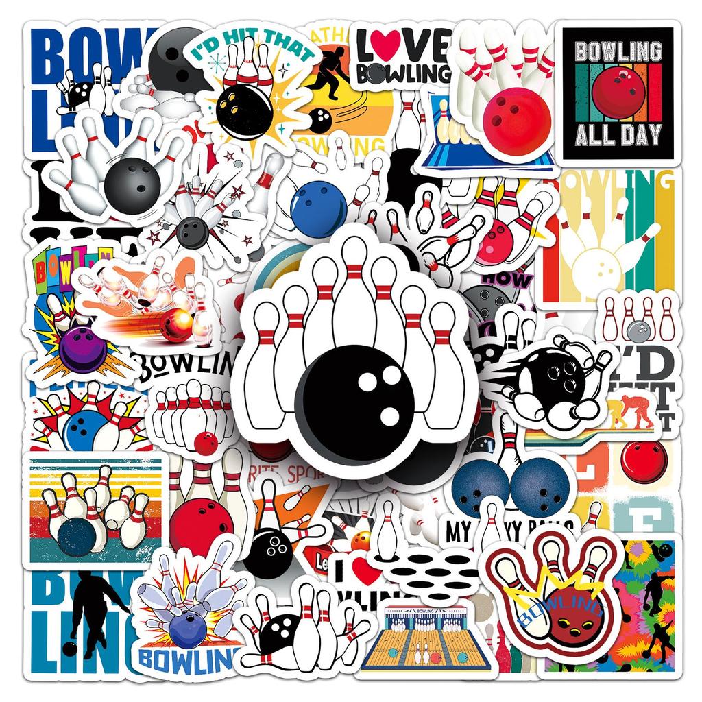 50 Bowling Sticker Pack: Waterproof Graffiti Stickers for Suitcases, Skateboards, Computers, Tablets, and Cartoon Decor