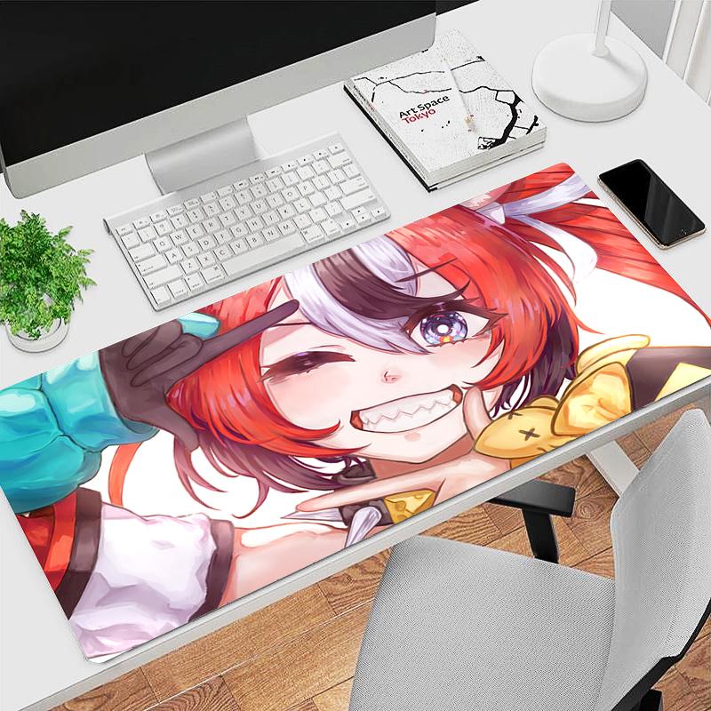 Gaming Mouse Pad Large Desk Mat Antislip Stitched Edges Cute Anime Girl Colorful Cartoon Print Waterproof Mat for Home
