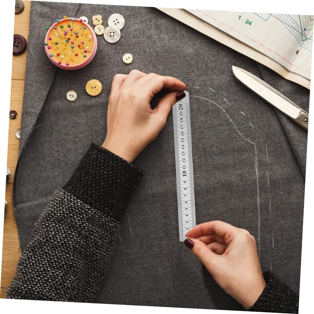 Stainless Steel Rulers, Straight Edges, Measuring Tape, for Office and Drawing, 3-Piece Set, 20cm, 30cm, 40cm, for Students, Teachers, and Engineers