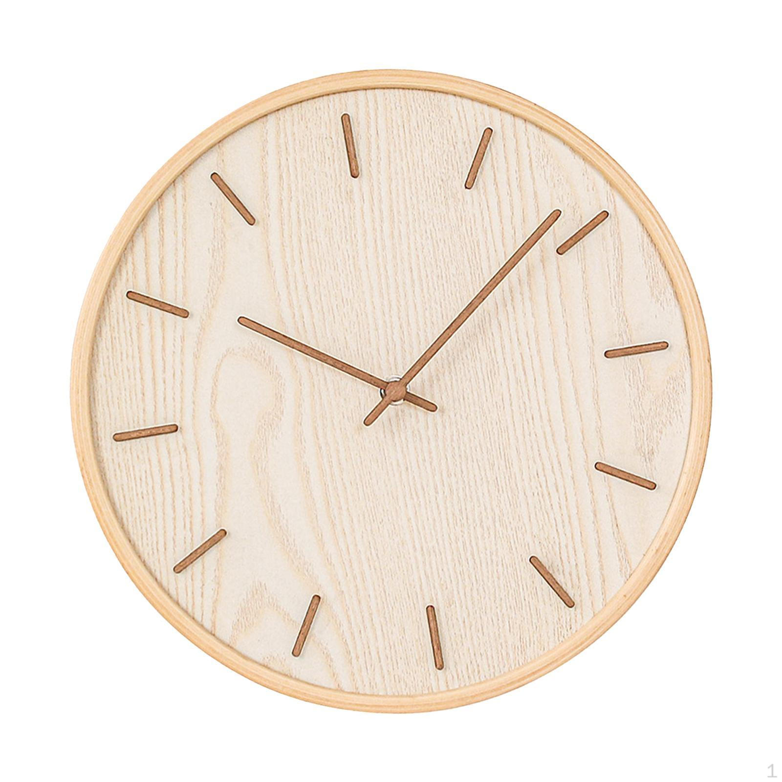 12-дюймовые настенные часы с подвесом для дома, бесшумные, круглые, декоративные, деревянные, для кабинета, Wood