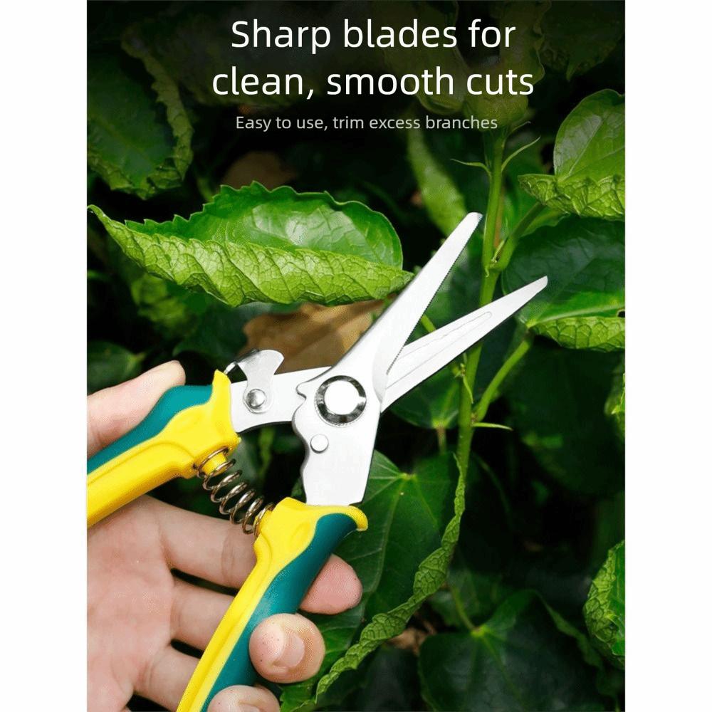 Stainless Steel Pruning Shears Ergonomic Handle Safe Lock Garden Pruner Comfortable Grip Shock Absorbing Tree Branch Trimmer