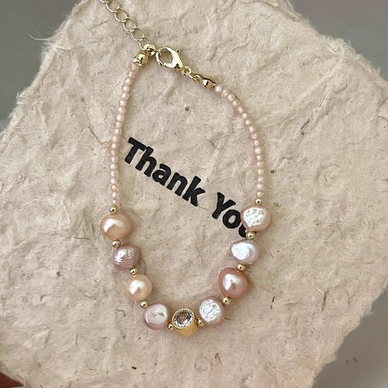 Baroque Natural Freshwater Pearl Beaded Bracelet Women's High-end Sense Light Luxury Niche Design Sense Versatile Jewelry