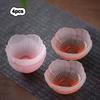 4pcs 40ml 1.35oz Japanese Gradient Pink Frosted Glass Tea Cups,Cute Pink Cherry Blossom Heat Resistant Tea Cup for Home, Office, Gift for Mother