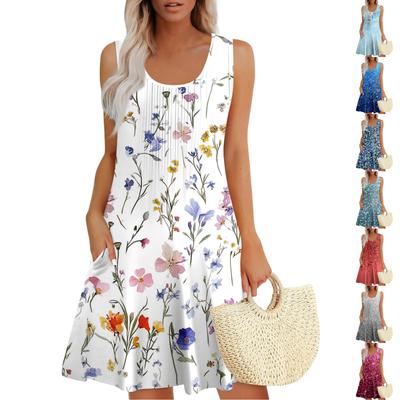 Womens Summer Dresses Loose  Sleeveless Sundresses Dress With Pockets