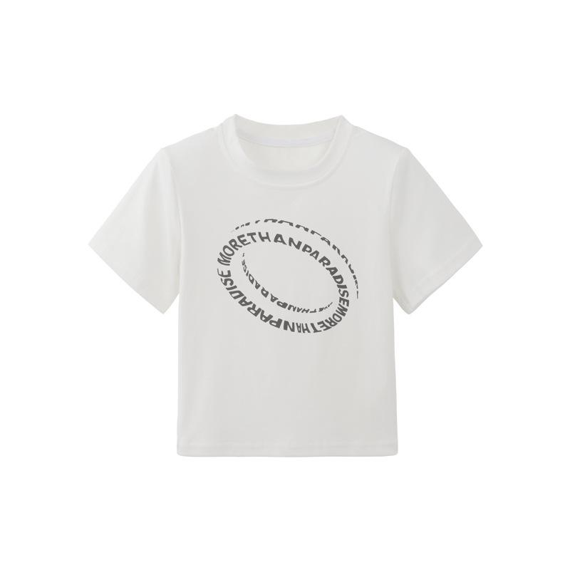 

Letter print short-sleeved T-shirt women s summer new slim-fitting and thin spice girl white short student top M белый