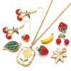 2pcs/lot Stainless Steel Enamel Charms Cute Fruit Strawberry Cherry Banana Flower Leaf Pendants For DIY Jewelry Making Necklace