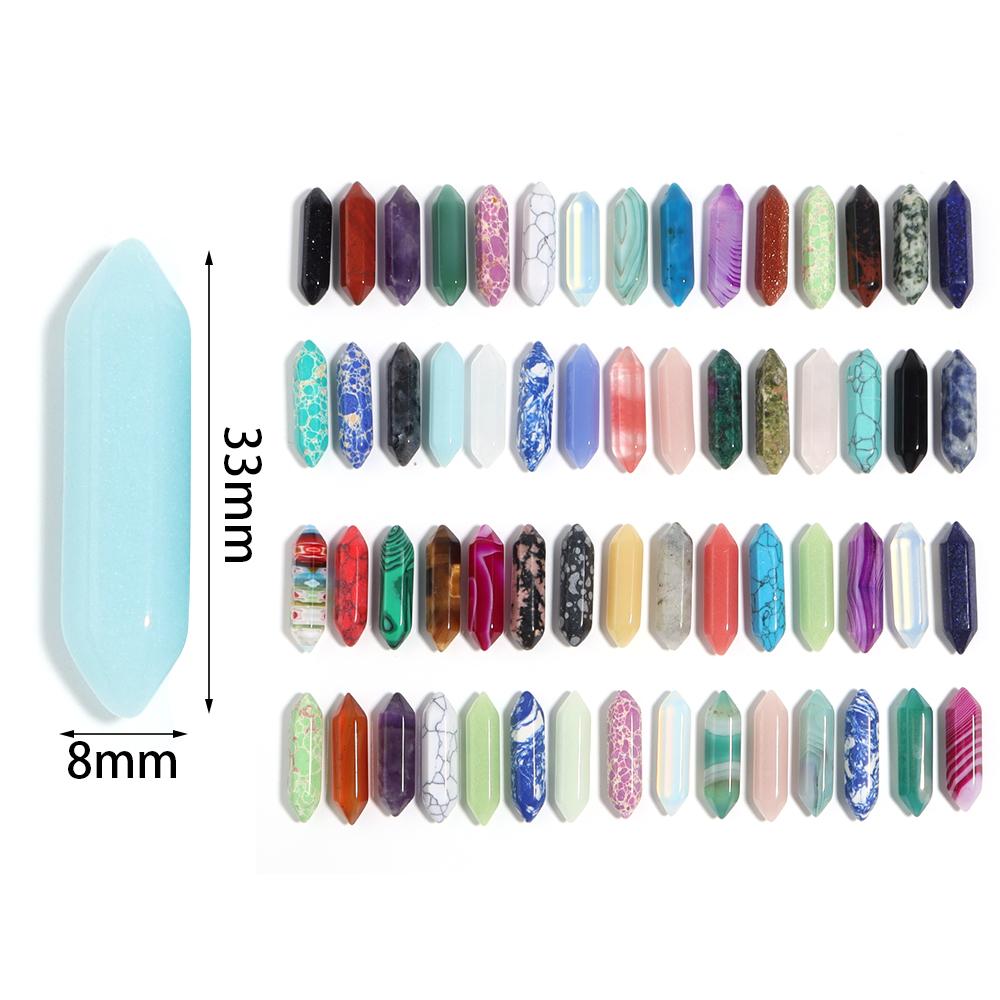 5Pcs Natural Stone Emperor Stone Agate Tiger Eye Hexagonal Column No Hole Stone For DIY Handmade Necklace Pendant Jewelry Making