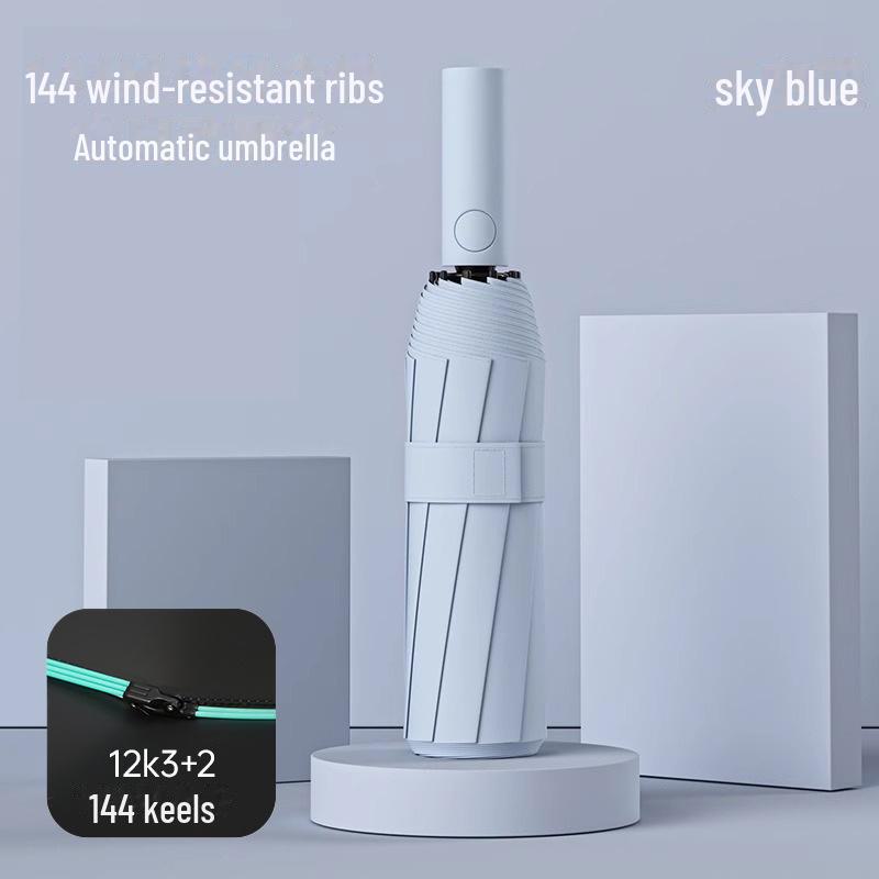 Automatischer 12-Speichen-Großschirm für Damen und Herren - Doppelte Nutzung, verstärkt für sonnige und regnerische Tage, geeignet für Studenten