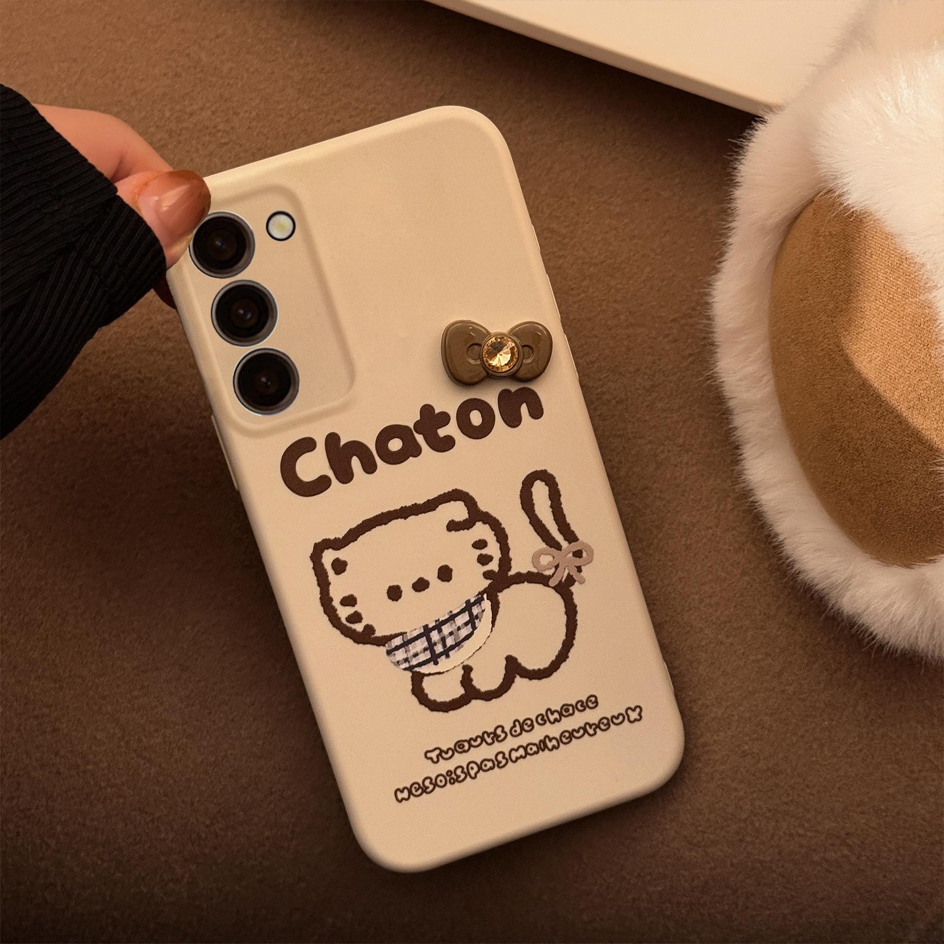 

Модный женский чехол для телефона Samsung Galaxy A54 A13 A12 A14 S24 S23 Ultra S22 Plus A53 A23 A21S S23+ мультяшный милый кот жесткий противоударный чехол для телефона из ПК S23