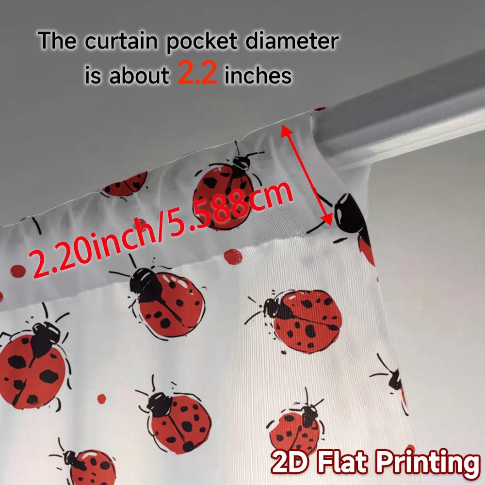 2pcs   2D FLAT PRINTING Curtains (Without Rod) Ladybug Parade(1) Popular Minimalist Curtains Machine Washable Fabric Curtains