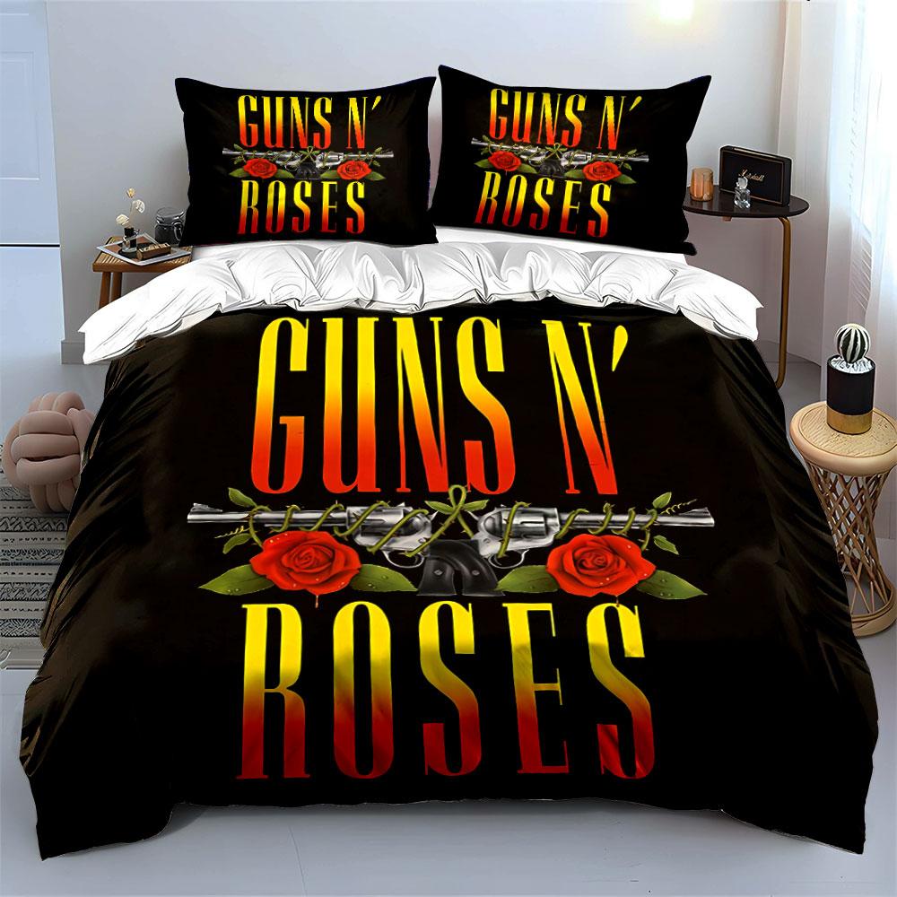 Guns N' Roses Band Logo Design Bedding Duvet Cover Set Duvet Cover Pillowcases (1*Duvet Cover 2*Pillowcases, without duvet insert)