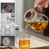 Pokaro Tea Heat-Resistant Glass Teapot, 650ml, with Lid, Wooden Handle, and Glass Tea Strainer, Stovetop-Safe, Handmade, with Black Tea Pods, Boiling