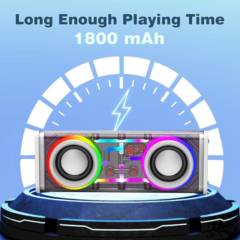 Transparent Mecha Speakers Bluetooth 5.0 Wireless Double Bass Diaphragm Subwoofer Music TWS RGB Light Mini Party Loudspeaker