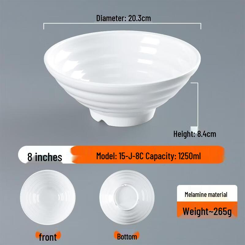 JingJingRS White Melamine Noodle Bowl