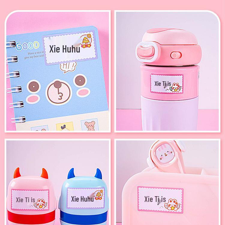 Waterproof Cartoon Name Stickers for Kids' Items - School Bag, Water Cup, and More 