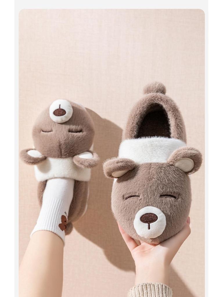 Men's and Women's Winter 2024 Thick-Soled Plush Cotton Slippers - Furry, Cozy, Postpartum Warm Shoes