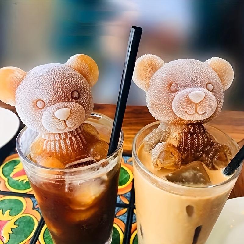 1/5pcs Ice Cube Mold Silicone Teddy Bear-Shaped Ice Tray for Ice Cream Coffee Chocolate DIY Summer Beverage Decor Kitchen Access