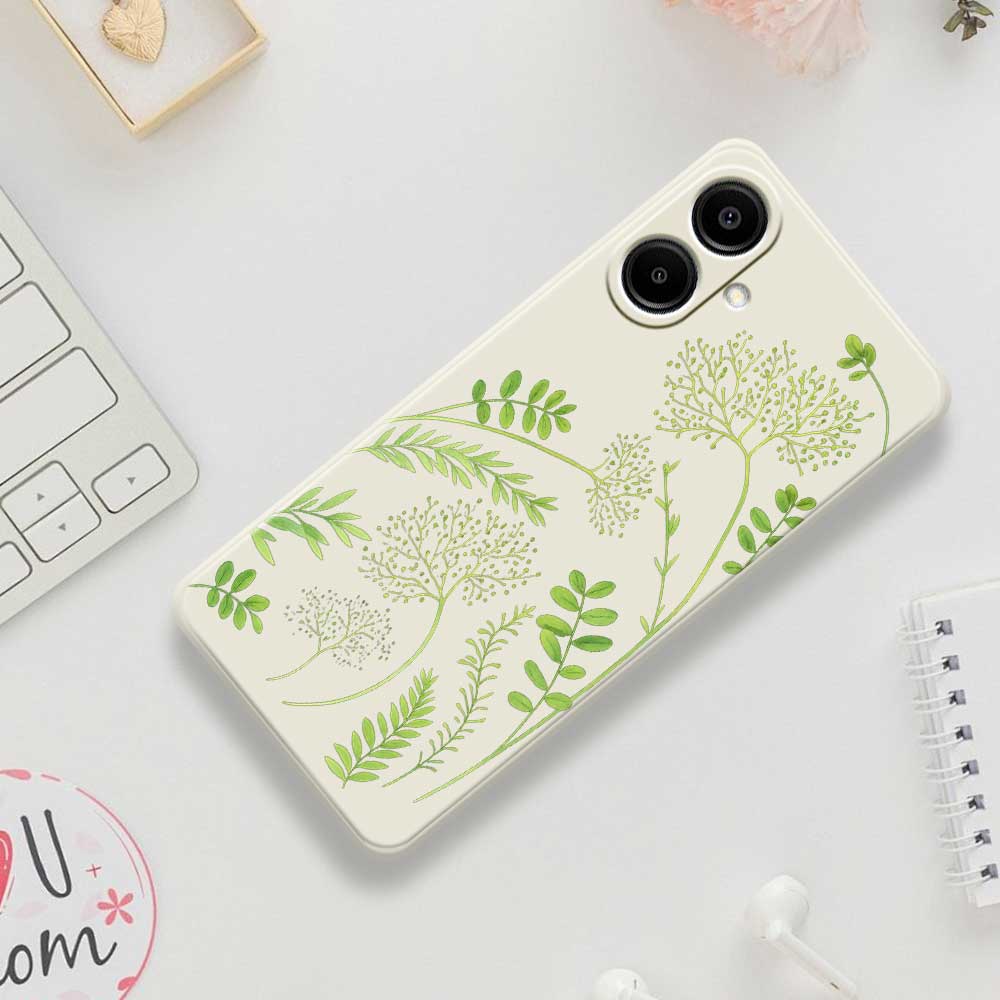 For Samsung Galaxy A07 4G Case Leaves Pattern Printing Straight Edge TPU Phone Back Cover