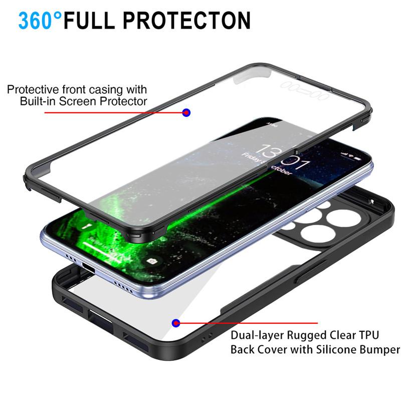 Luxury 360 Full Protective Case For IPhone 14 13 12 11 Pro 13 Mini XR XS Max Double Sided Soft Cover For IPhone 7 8 15 Plus SE20