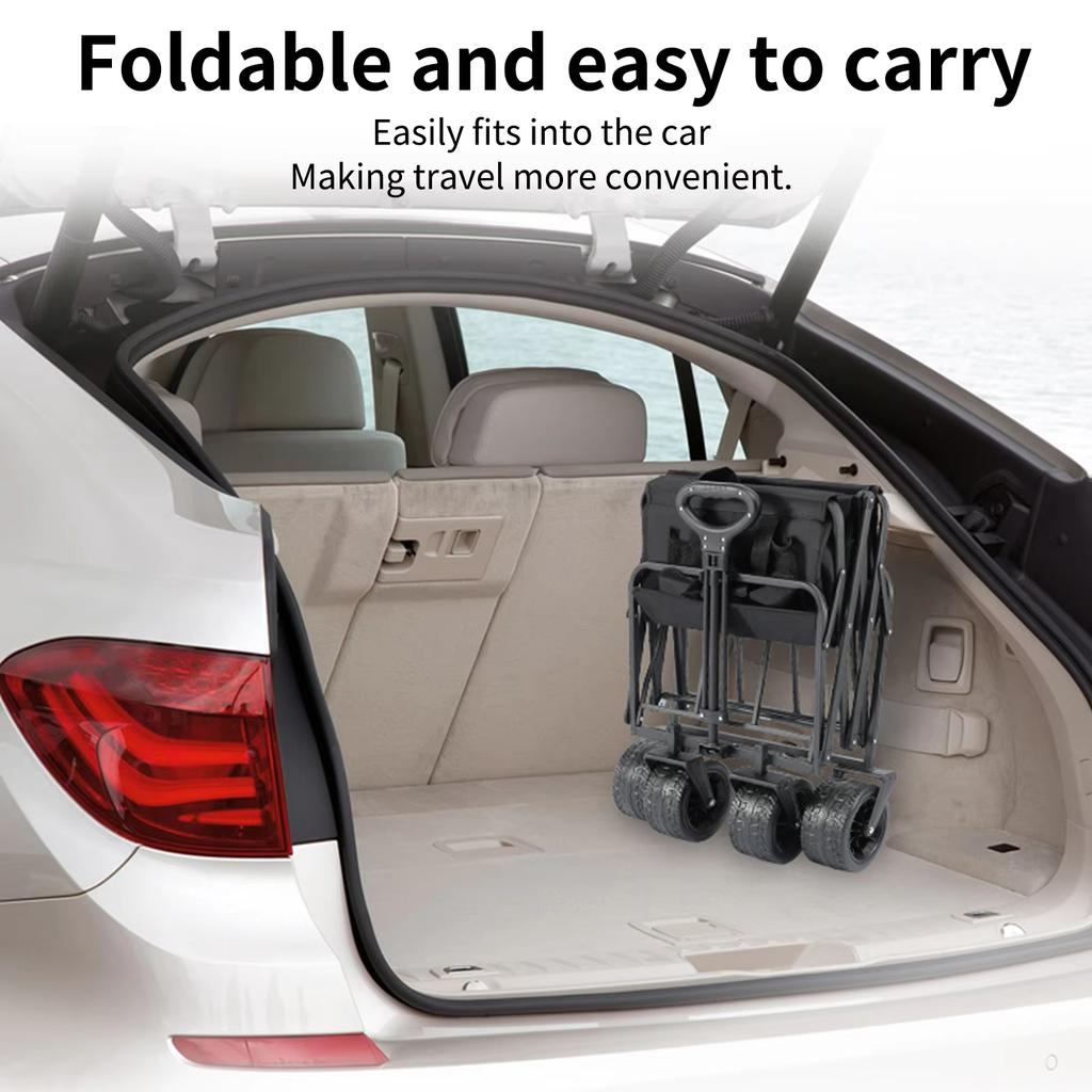 Foldable Large Capacity Camping Cart Staircase Thicked Wheels Telescopic Handle Folding Shopping Cart Trolley Camping Trailer