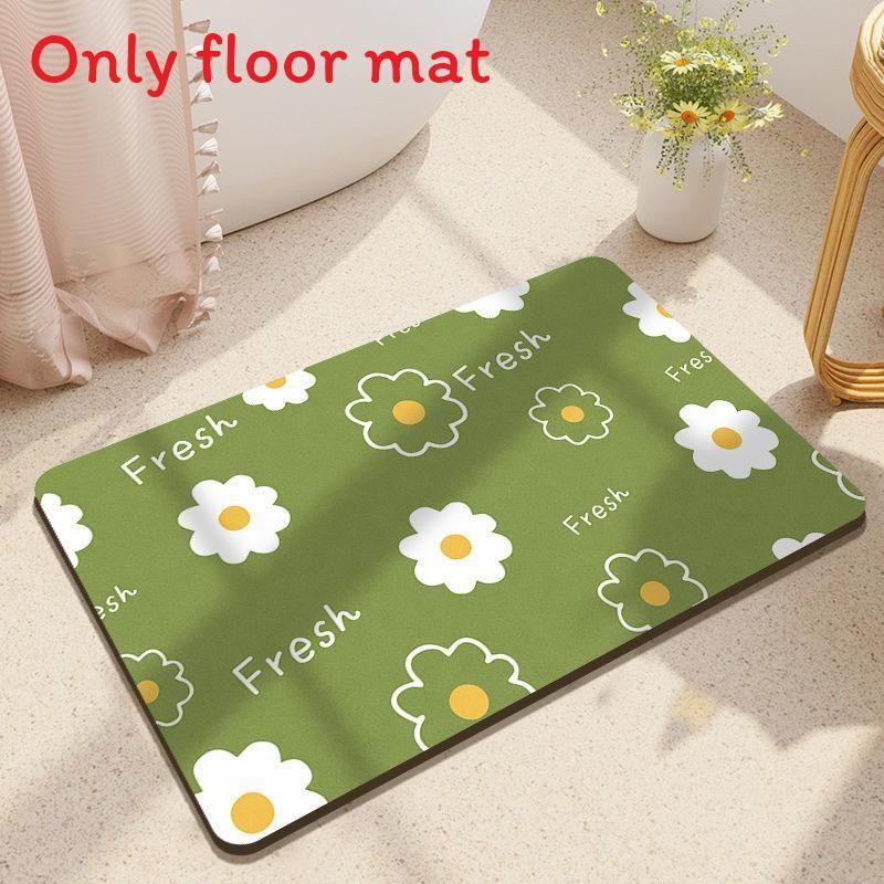 

Letter Flower Pattern Bathroom Door Mat Waterproof Absorbent Silicone Dried Mud Soft Rug For Toilet Area Style 01 ,40x60 cm