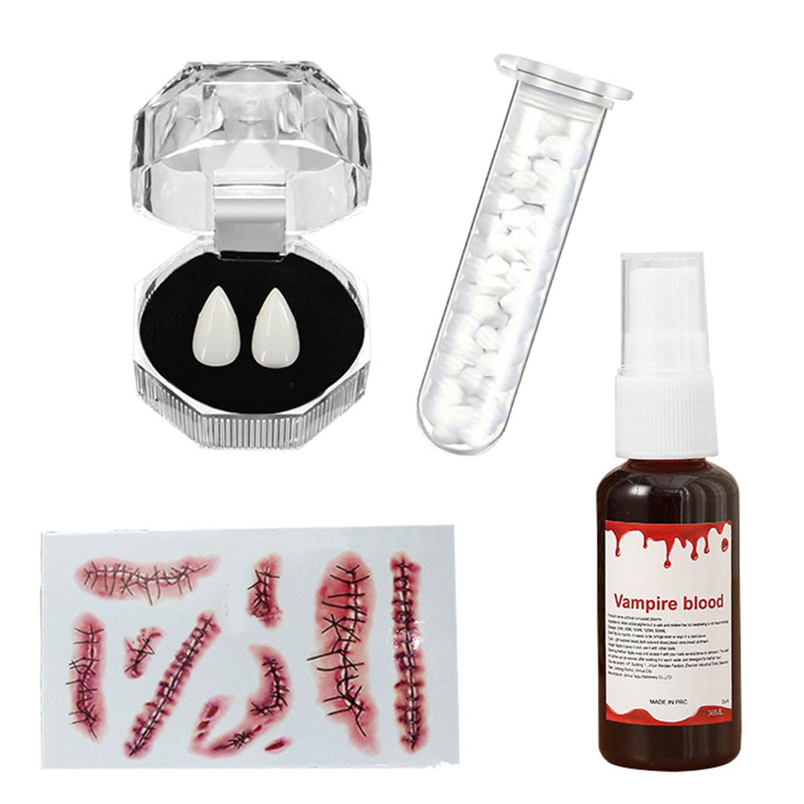 

Scary Bloody Vampires Teeth Prosthetics With Practical Plastic Design Costume Accessories For Halloween Party Role Play C
