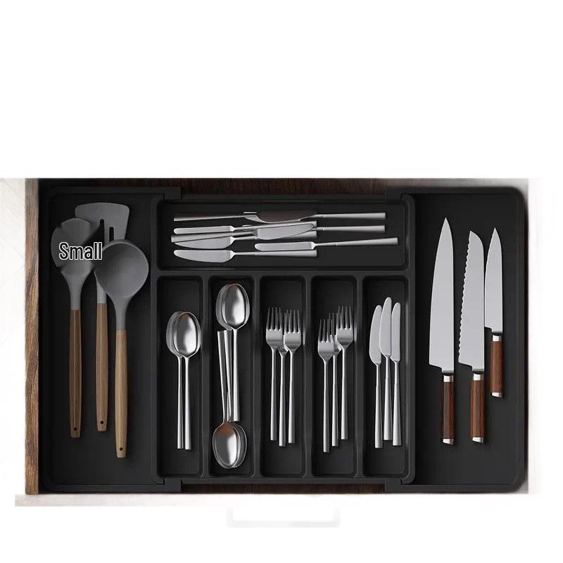 Expandable Kitchen Utensil Organizer Tray, Multi-Compartment for Knives, Forks, Spoons, Large Capacity Drawer Divider Box