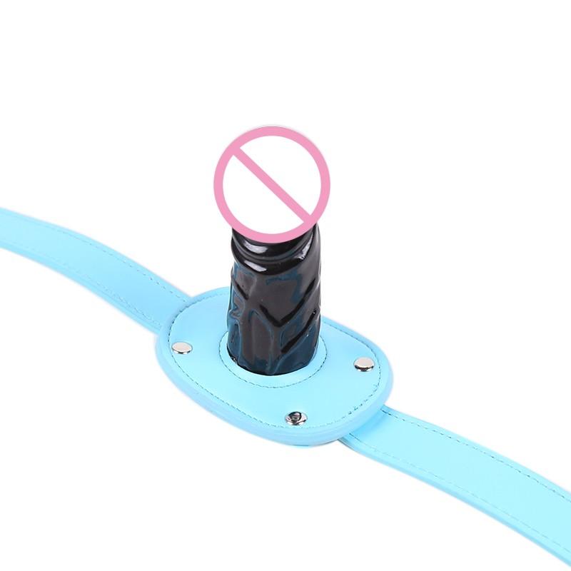 VaHppy Gag z wibratorem SM BDSM wiązanie Bondage długość penisa 10/5cm 4 kolory PU zabawki erotyczne dla pary zatyczki do ust Gagi zakneblowane wibratory