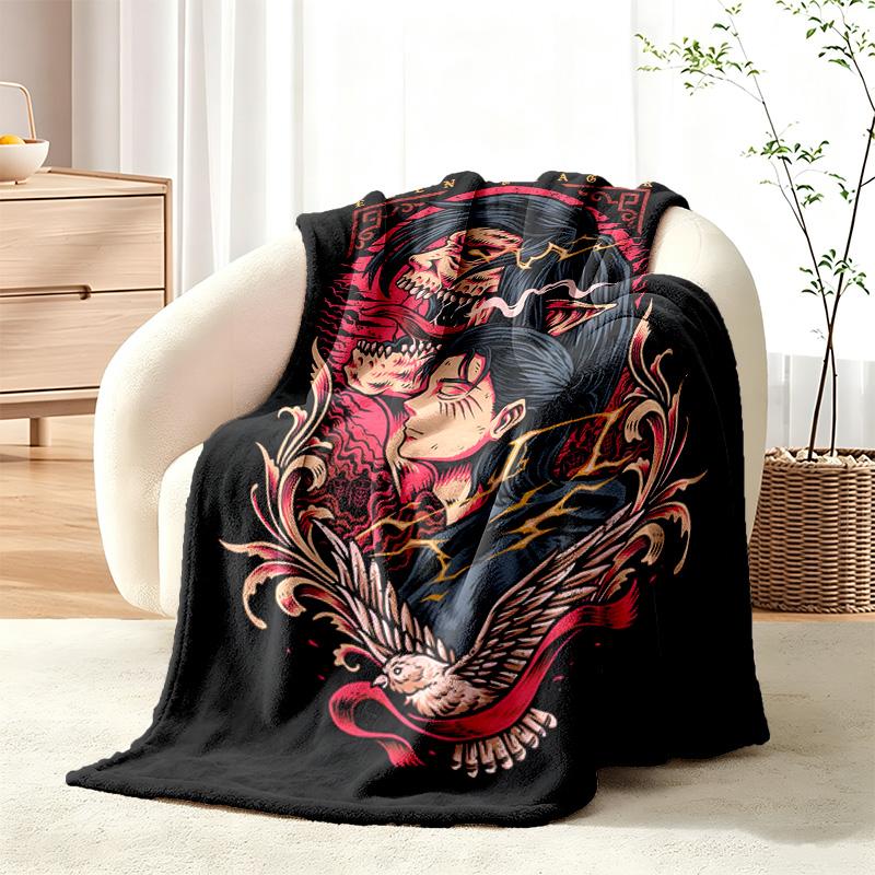 Attack on Titan blanket Flannel Blanket Soft Cozy Plush Throw for Sofa Bed Lightweight Home Decor