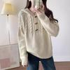 Winter twist pullover hooded knitted sweater women's autumn and winter new outer wear hoodie top jacket loose
