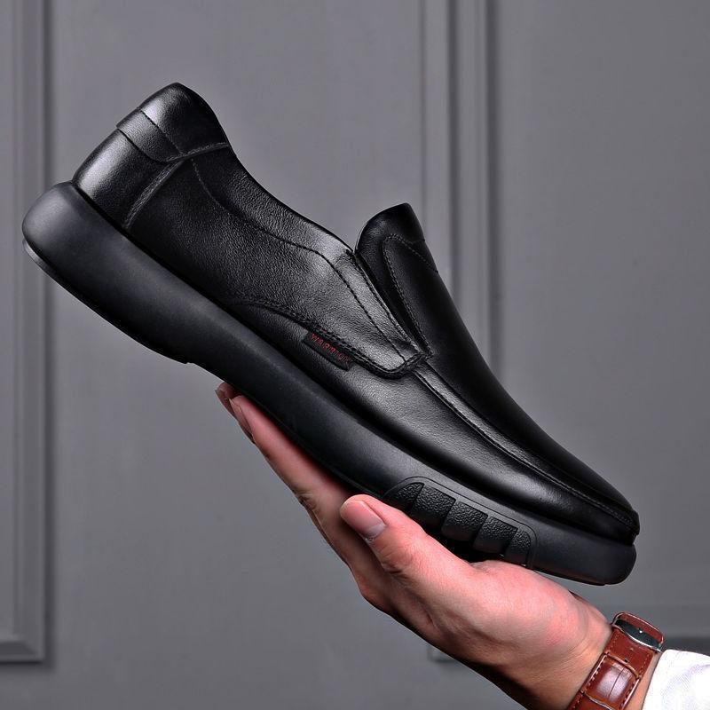 Flat heel leather casual shoes men's one-pedal leather shoes autumn and winter low-top simple business men's shoes