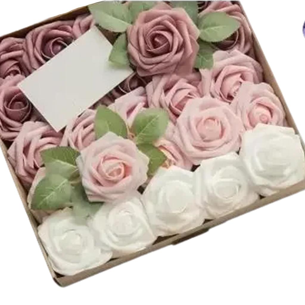 50 Stück Künstliche Blumen Falsche Schaumrose mit Stiel für DIY Hochzeitsstrauß Mittelstücke Arrangements Hochzeitsfeier Dekor
