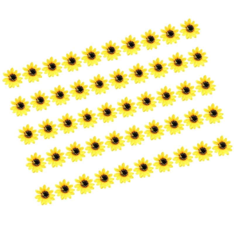 50 Pcs Yellow Artificial False Sunflower Decorative Flowers For DIY Craft Party Wedding Decorations 4cm 6cm 10cm Sizes