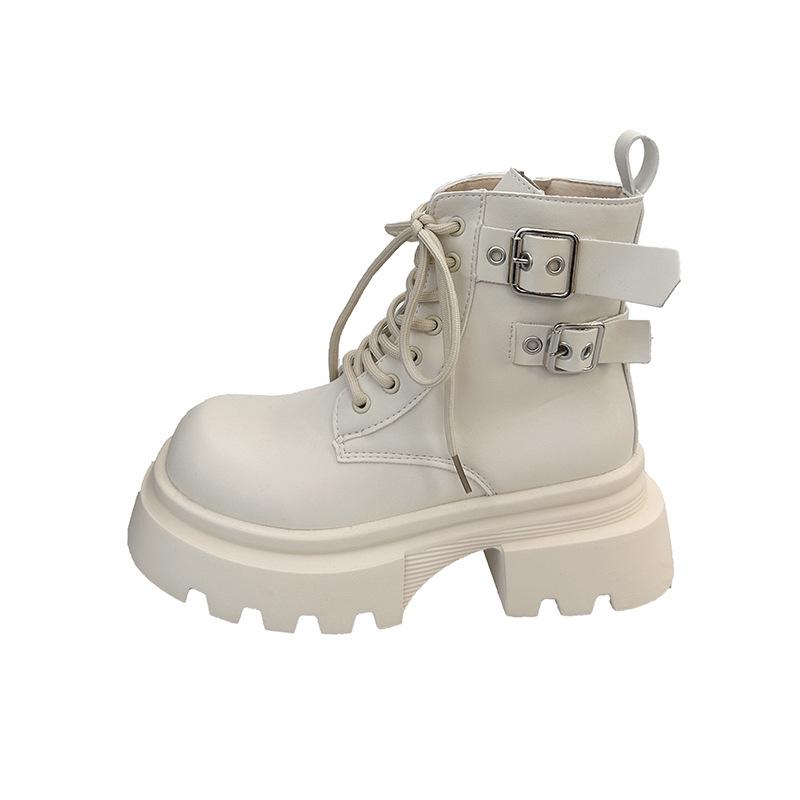 Autumn and Winter Harajuku Cool Handsome Rock Punk Street Mid-tube Locomotive Knight Martin Muffin Thick-soled Thick-heeled Hipster Boots Shoes