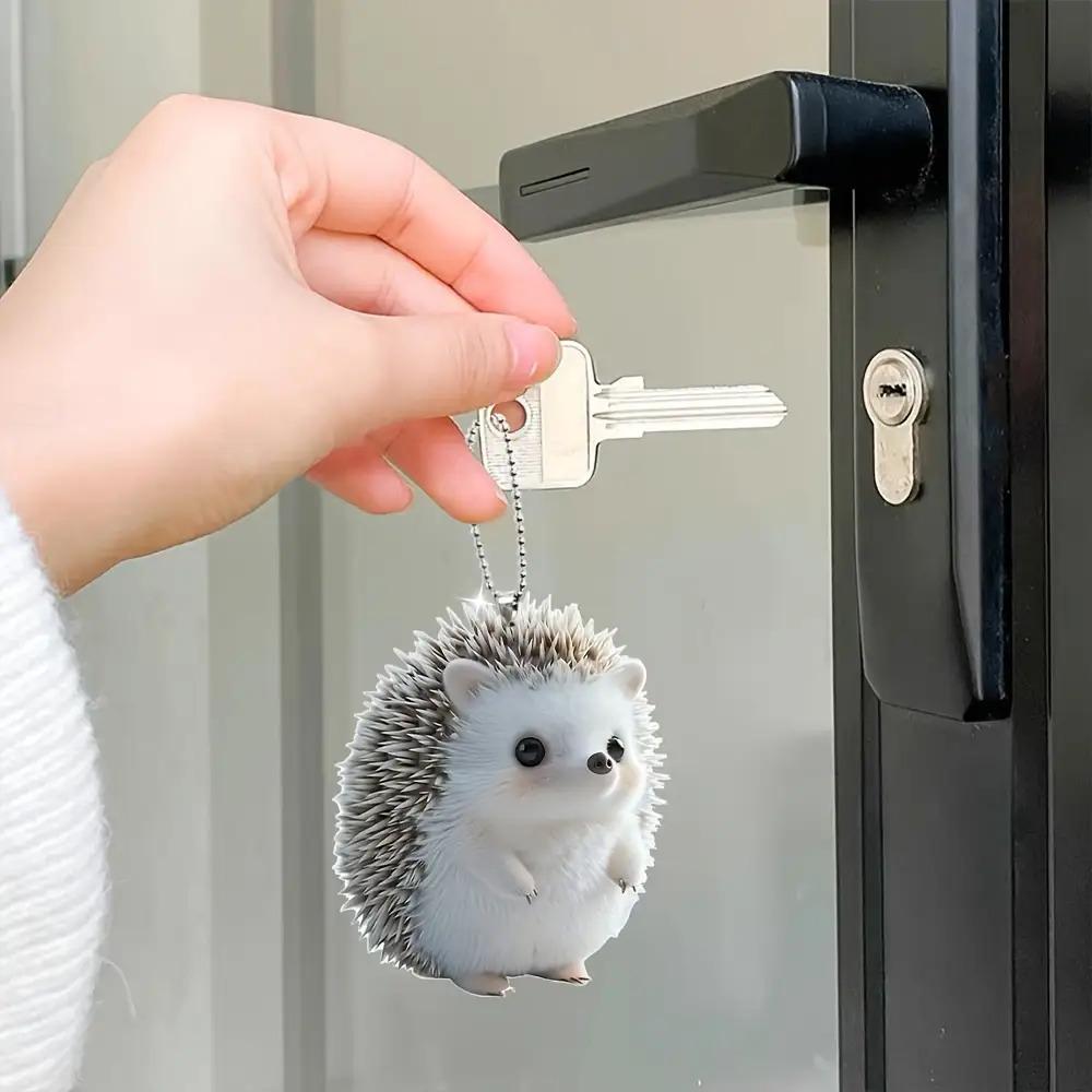 5 pezzi/1 pezzo Portachiavi Riccio 2D | Occhi Espressivi e Orecchie Soffici, Per Decorazione di Borse e Veicoli, Acrilico, Regalo Ideale per Amanti degli Animali