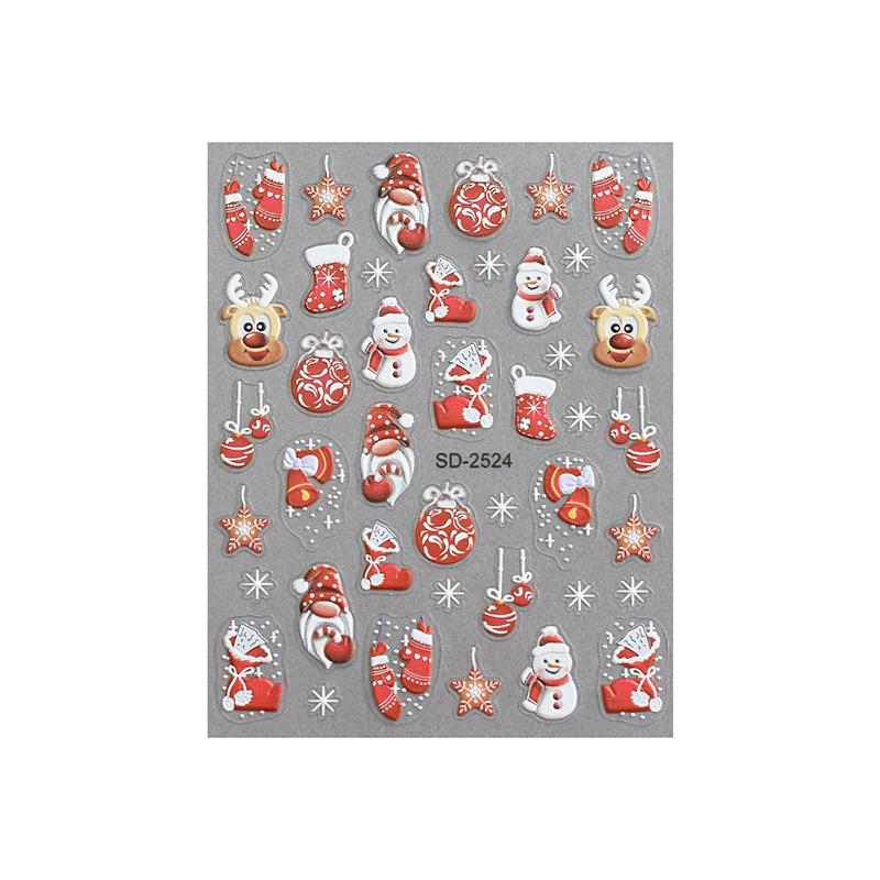 1Sheet Relief Christmas Nail Art Sticker Christmas Tree Elk Snowflakes Nail Art Stickers Xmas Manicure Decals