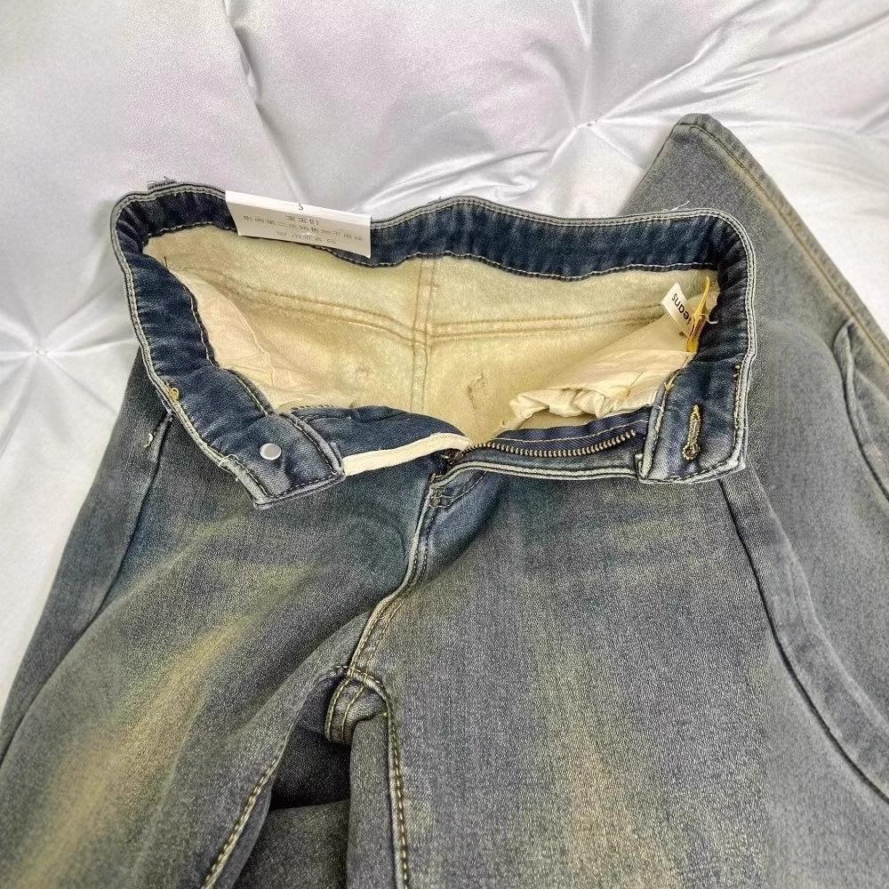 Calças de Jeans Micro-Flare Femininas Retro de Alta Qualidade Plus-Size de Inverno - Calças Não Justas, Comprimento Chão