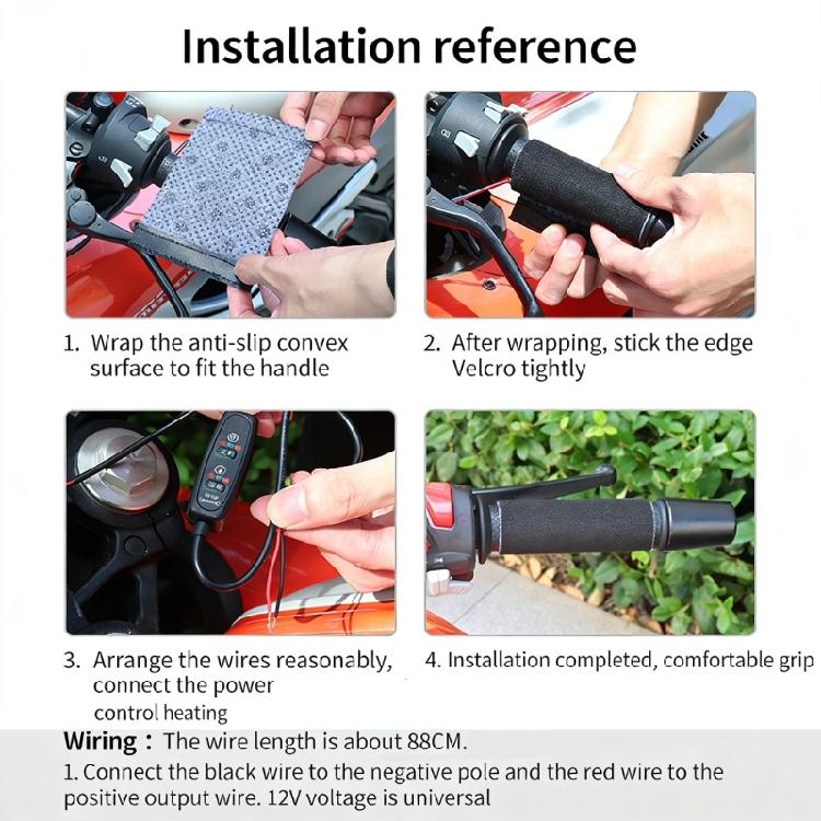 Voltage Compatible Heated Hand Grips for Motorcycle ATV 3 Speed Temperature Control Fast Heating Technology Anti Slip